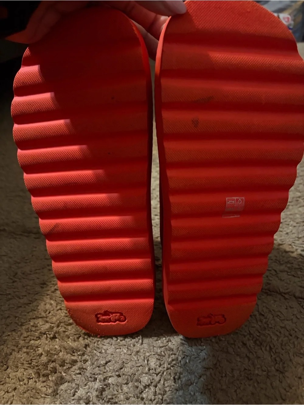Coach Bright Red and Orange Double-Buckle Slide Sandals - Picture 4 of 6